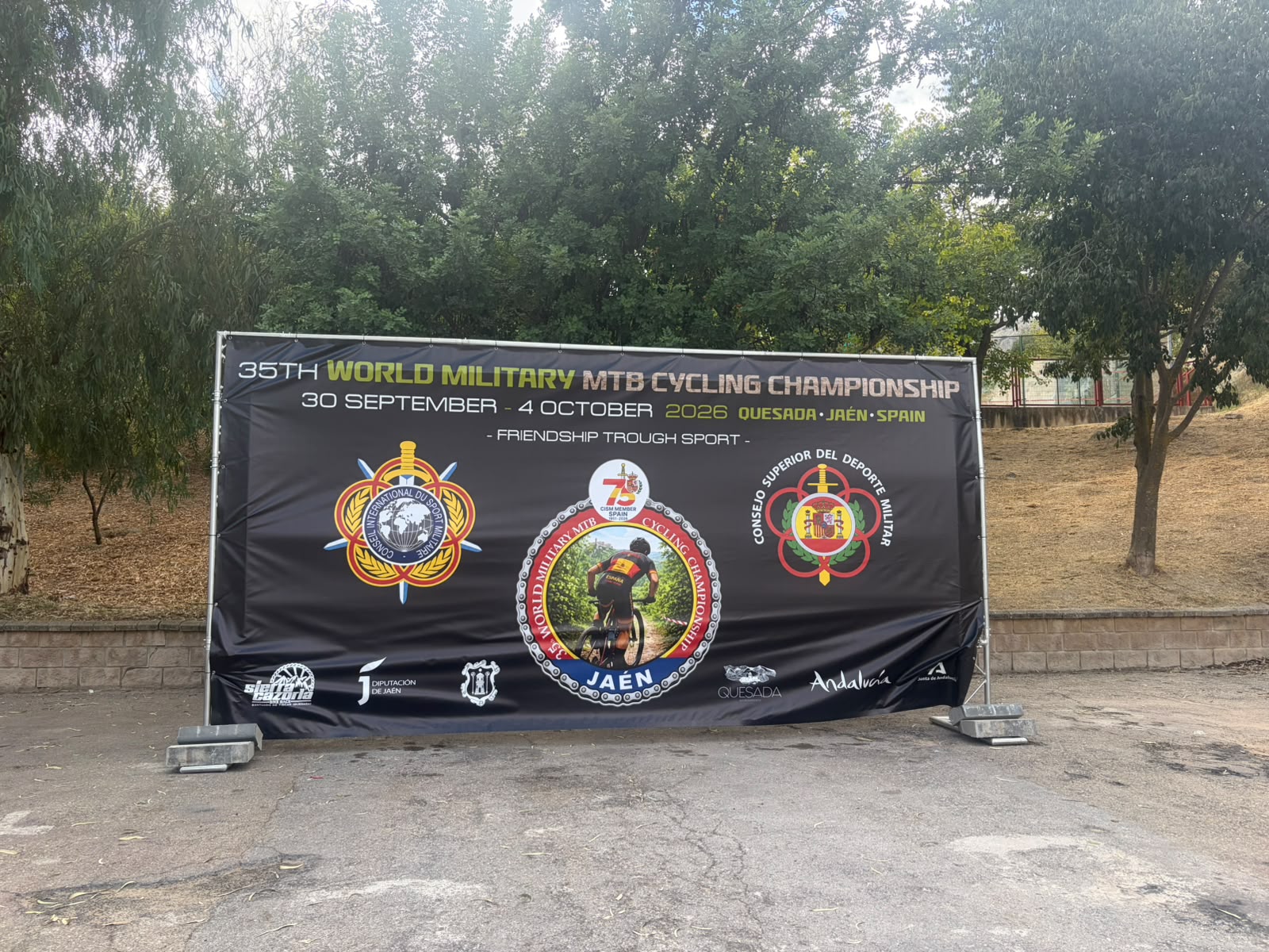 Photocall con estructura truss del campeonato mundial militar de MTB